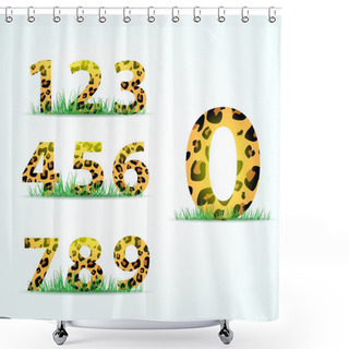 Personality  Numbering With Panther Skin Texture. Vector Illustration Shower Curtains