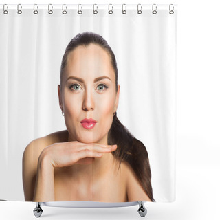 Personality  Beautiful Girl Gives Kiss Shower Curtains