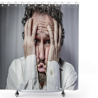 Personality  Man With Intense Expression Shower Curtains