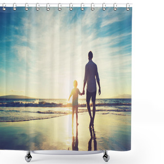 Personality  Father And Son Playing On The Beach Shower Curtains