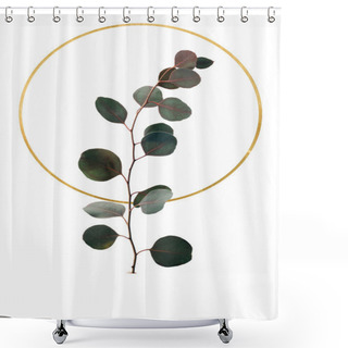 Personality  Floral Design With Eucalyptus And Golden Circle Isolated On White Shower Curtains