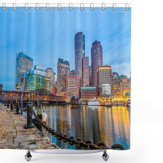 Personality  Boston Harbor And Financial District  Shower Curtains