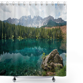 Personality  Landscape Of Carezza Lake, Dolomites, Italy Shower Curtains