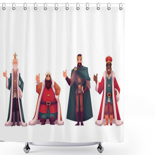 Personality  Set Of Different Kings In Crowns And Mantles Shower Curtains