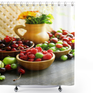 Personality  Berries And Flowers Shower Curtains