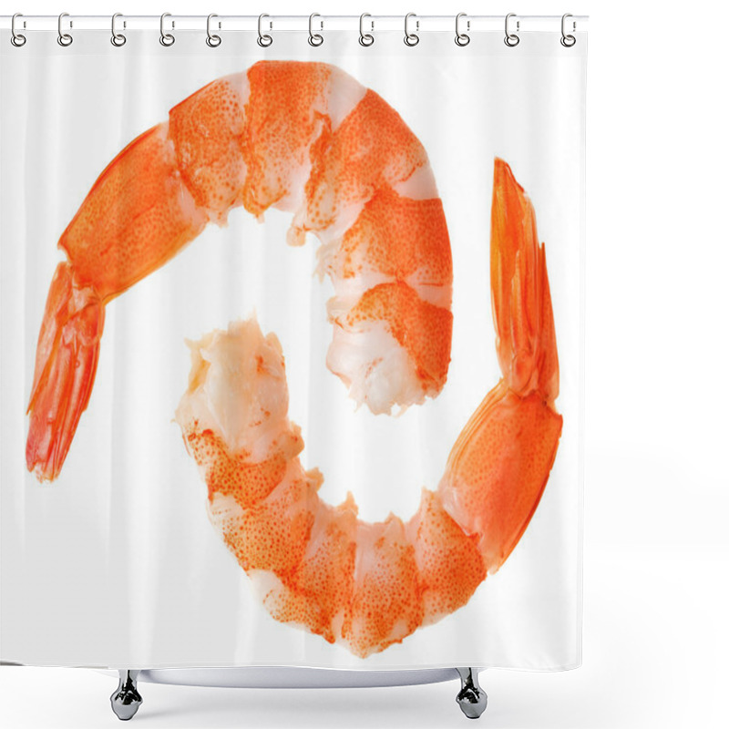 Personality  Two cooked unshelled tiger shrimps shower curtains