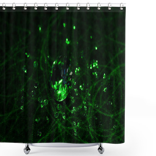 Personality  Big And Small Diamonds With Bright Green Neon Light On Dark Background Shower Curtains