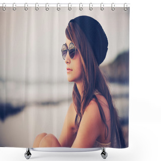 Personality  Young Fashion Hipster Woman Shower Curtains