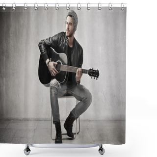 Personality  Man With A Guitar Shower Curtains