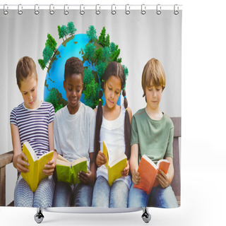 Personality  Children Reading Books At Park Shower Curtains