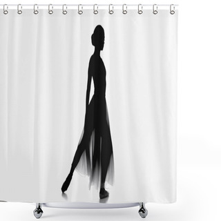 Personality  Silhouette Of Ballerina In Pointe Dancing On White Background  Shower Curtains