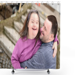 Personality  Love Couple With Down Syndrome Shower Curtains