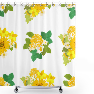 Personality  Sunflowers, Narcissus And Chrysanthemum Flowers  Shower Curtains