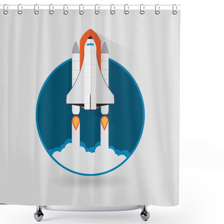 Personality  Space Shuttle Launch. Vector Illustration Shower Curtains