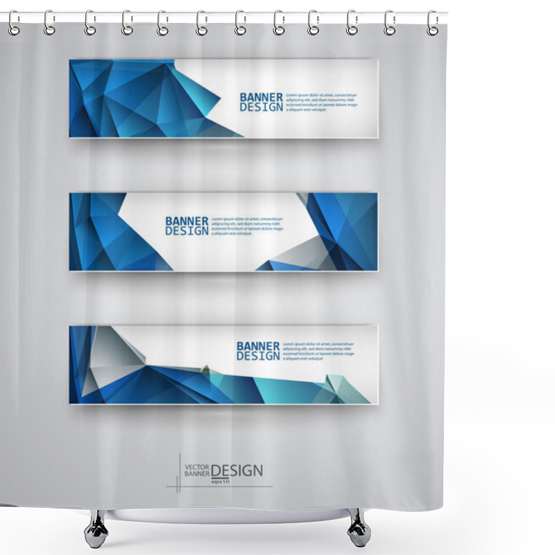 Personality  Set Of Banners With Multicolored Polygonal Mosaic Backgrounds Shower Curtains