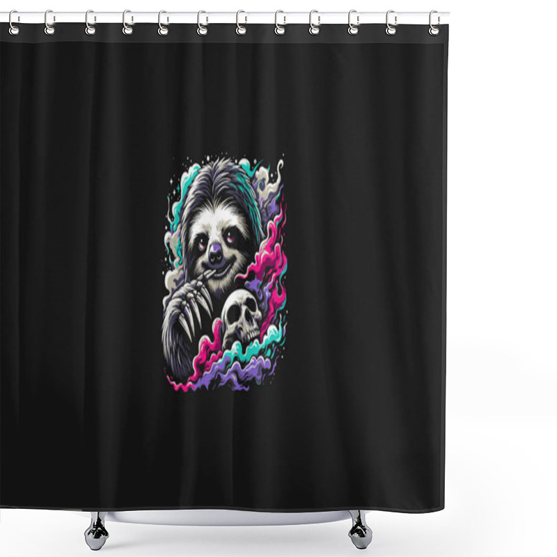 Personality  Sloth Angry On Cloud Vector Illustration Artwork Design Shower Curtains