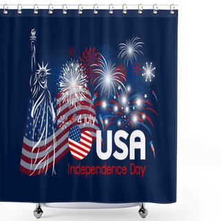 Personality  Vector 4 July Independence Day Of USA Design Shower Curtains