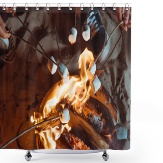Personality  Friends Roasting Marshmallows On Bonfire Shower Curtains