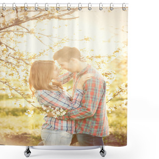 Personality  Couple In The Apple Trees Garden Shower Curtains
