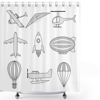 Personality  Air Transports Set, Vector Shower Curtains