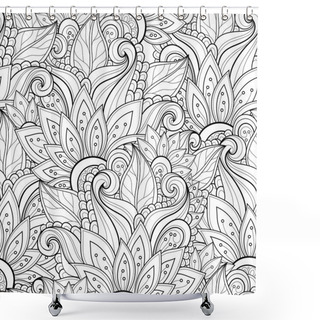 Personality  Seamless Abstract Monochrome Floral Pattern Shower Curtains