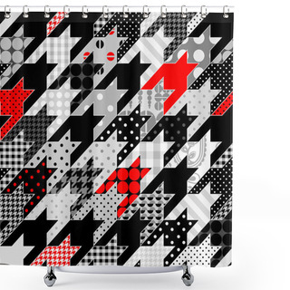 Personality  Hounds-tooth Geometric Pattern Of Patchworks Shower Curtains