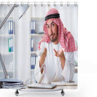 Personality  Arab Businessman Working In The Office Shower Curtains