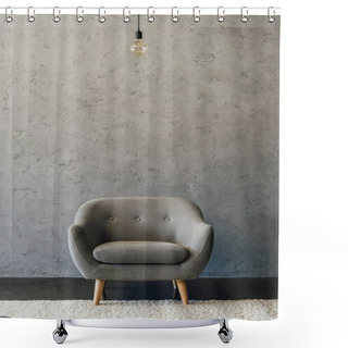 Personality  Grey Armchair In Empty Room  Shower Curtains