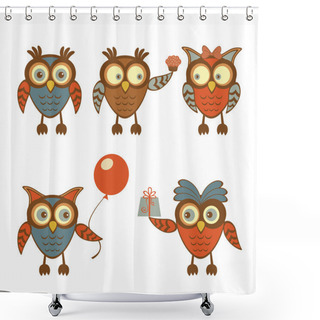 Personality  Funny Owls Set Shower Curtains