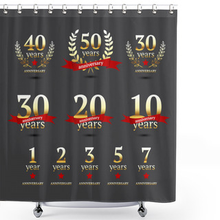 Personality  Vector Set Of Anniversary Golden Signs Shower Curtains