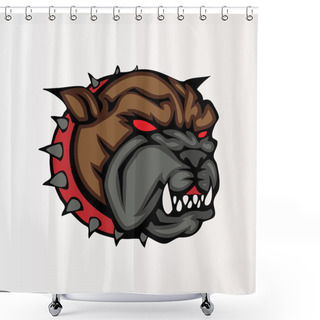 Personality  Vector Illustration Of A Bulldog Head Snapping Set Inside Circle. Shower Curtains