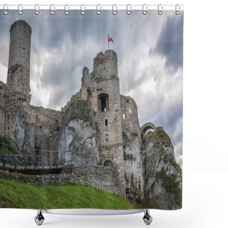 Personality  Ogrodzieniec Castle In Poland Shower Curtains