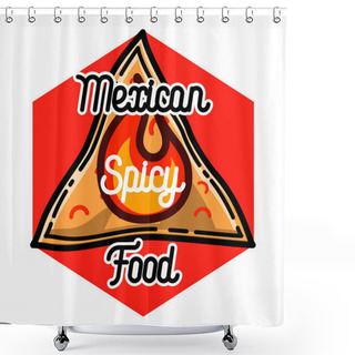 Personality  Color Vintage Mexican Food Emblem Shower Curtains