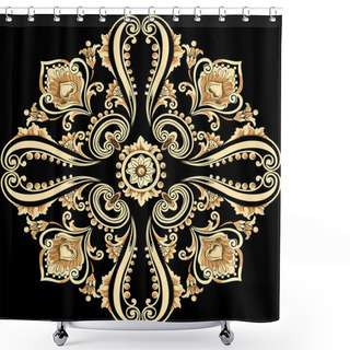 Personality  Ornamental Floral Motif With Swirling Decorative Elements Shower Curtains