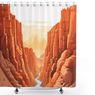 Personality  A Canyon With A River Vector Simple 3d Smooth Cut Isolated Illustration Shower Curtains