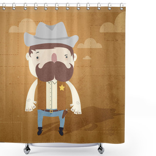 Personality  Vector Grunge Background With Sheriff. Shower Curtains