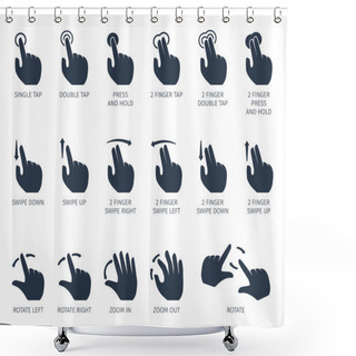 Personality  Touch Gestures Icons Shower Curtains