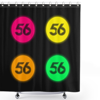 Personality  56 Social Logo Four Color Glowing Neon Vector Icon Shower Curtains