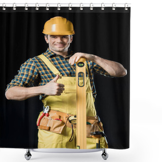 Personality  Worker With Level Tool Shower Curtains