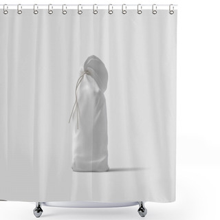 Personality  White Drawstring Pack Template Mock Up Of Sack Bag.Canvas Bag With Drawstring. 3D Rendering. Shower Curtains