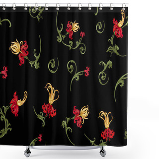 Personality  Classical Luxury Old Fashioned Royal Baroque, Historical Ornament With Lilies Shower Curtains
