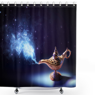 Personality  Lamp Of Wishes - Magic Smoke Coming Out Of The Bottle Shower Curtains