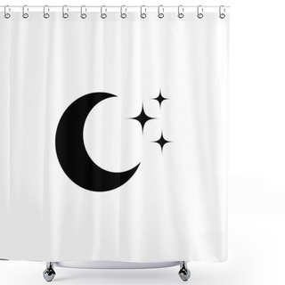 Personality  Moon Icon. Cartoon Style. Vector Illustration. Shower Curtains