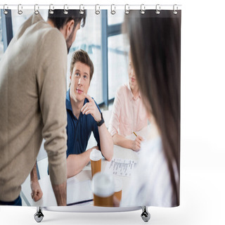 Personality  Business People On Meeting Shower Curtains
