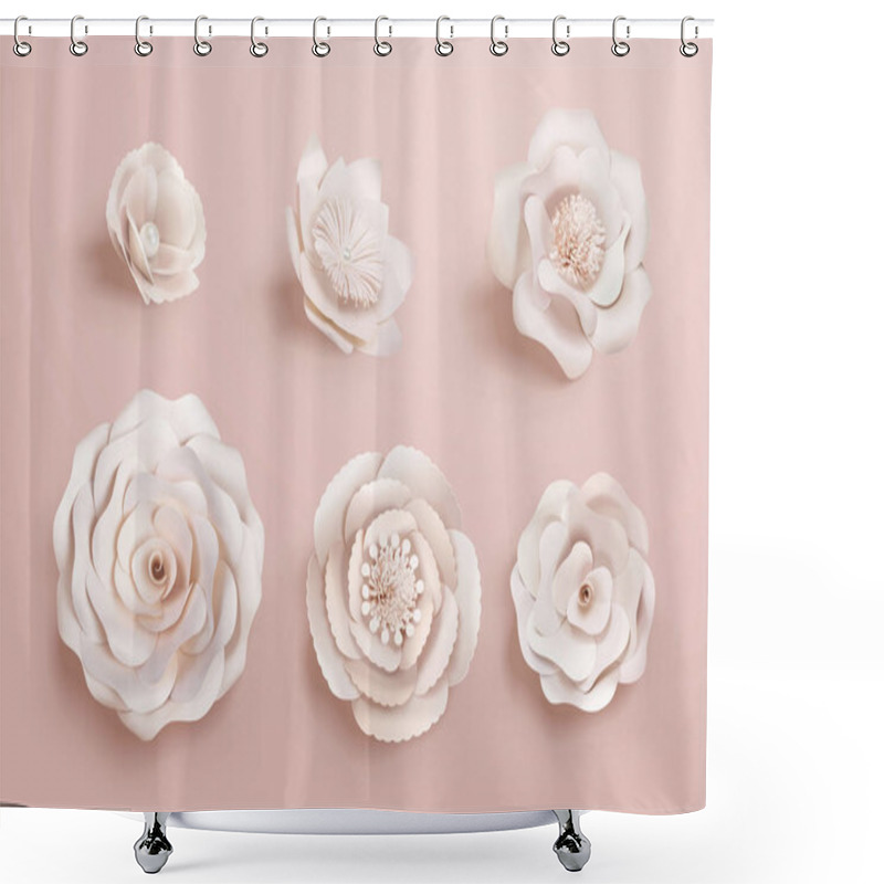 Personality  Paper camellia flowers shower curtains
