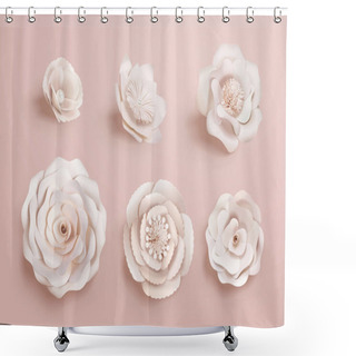 Personality  Paper Camellia Flowers Shower Curtains