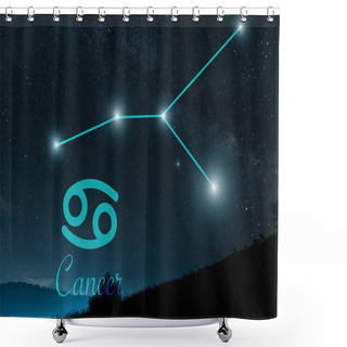 Personality  Dark Landscape With Night Starry Sky And Cancer Constellation Shower Curtains