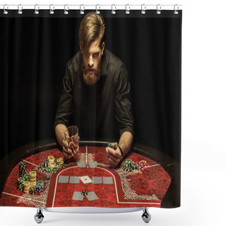 Personality  Man Playing Poker Shower Curtains