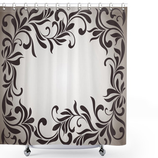 Personality  Frame With Swirls And Floral Motifs In Retro Style Shower Curtains