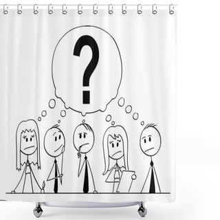 Personality  Cartoon Of Group Of Business People Thinking With Question Mark Above Shower Curtains